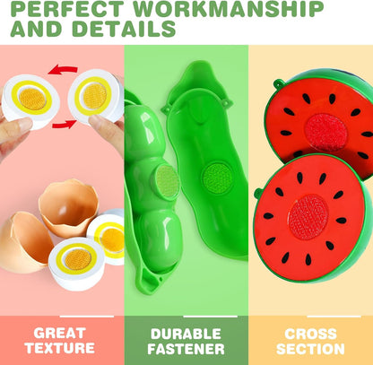 Play Food Set for Kids Kitchen- 100 Pcs Pretend Kitchen Food Toy for Toddlers, Cutting Fake Food/ Fruit/ Vegetable Accessories with Three Baskets, Birthday Gift 3 4 5 Years Old Boy Girl