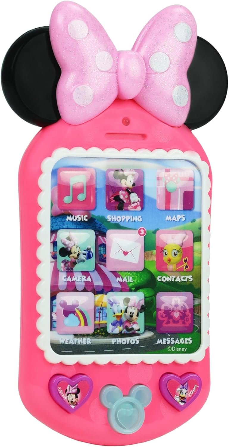 Just Play Minnie Bow-Tique Why Hello Cell Phone with Lights and Realistic Sounds for Kids, Features Minnie Mouse Phrases
