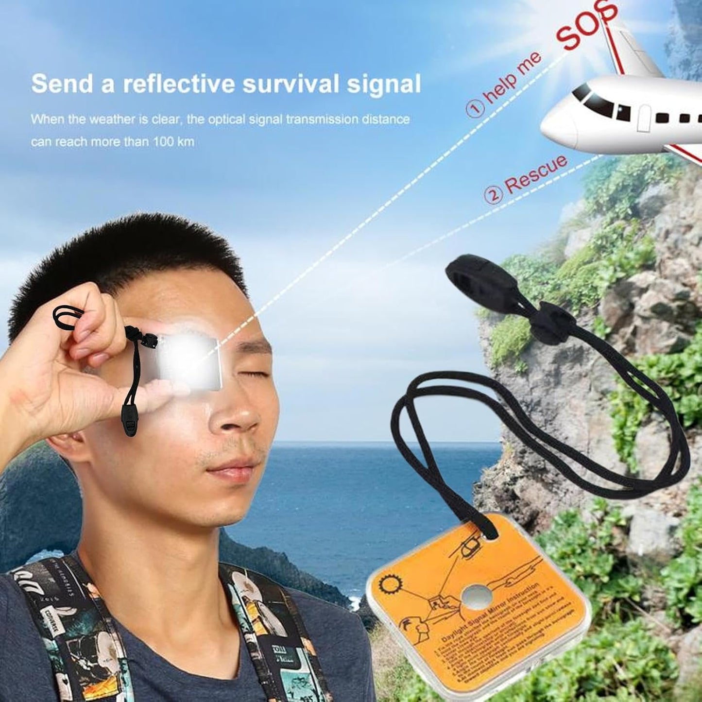 Generico Signal Mirror, Survival Reflective Mirror Tool, 2.24 x 2.24 in Lightweight Outdoor Decor, Compact Signaling Accessory for Hiking, Camping, Travel and Car Safety
