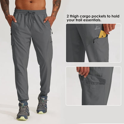 WILLIT Men's Hiking Cargo Travel Pants Lightweight Quick Dry Running Joggers Athletic Outdoor Pants with Zipper Pockets