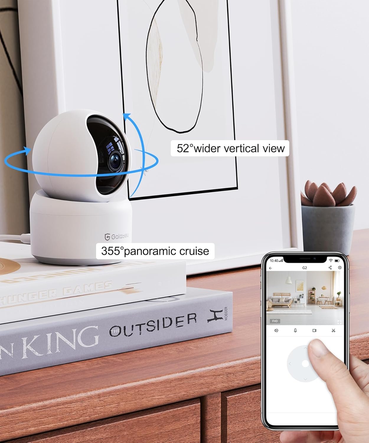 GALAYOU Indoor Security Camera 2K, 360 Degree 2.4G WiFi Home Security for Baby/Pet/Elder/Nanny with Night Vision, 24/7 SD Card Storage, Works with Alexa and Google Assistant G2-2Pack