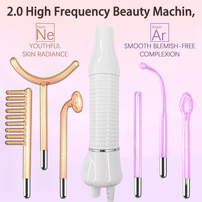 St!GIANTMAN High Frequency Facial Machine - Rot & Lila - Modern - Skin Care Device - Facial Massager - Anti Aging - Reduces Fine Lines & Wrinkles, Improves Under-Eye Puffiness