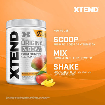 Scivation Xtend BCAA Powder, Branched Chain Amino Acids, BCAAs, Mango, 30 Servings, 19 Piece Set