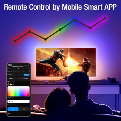 RGB Light Bar - Smart Wall Light Lines with Music Sync, Wi-Fi LED Gaming Lights with 16M+ Colors & 40+ Sence Modes, Creative Smart Light Bar for TV Backlight, Bedroom Esports Room(6 Pcs, Black)