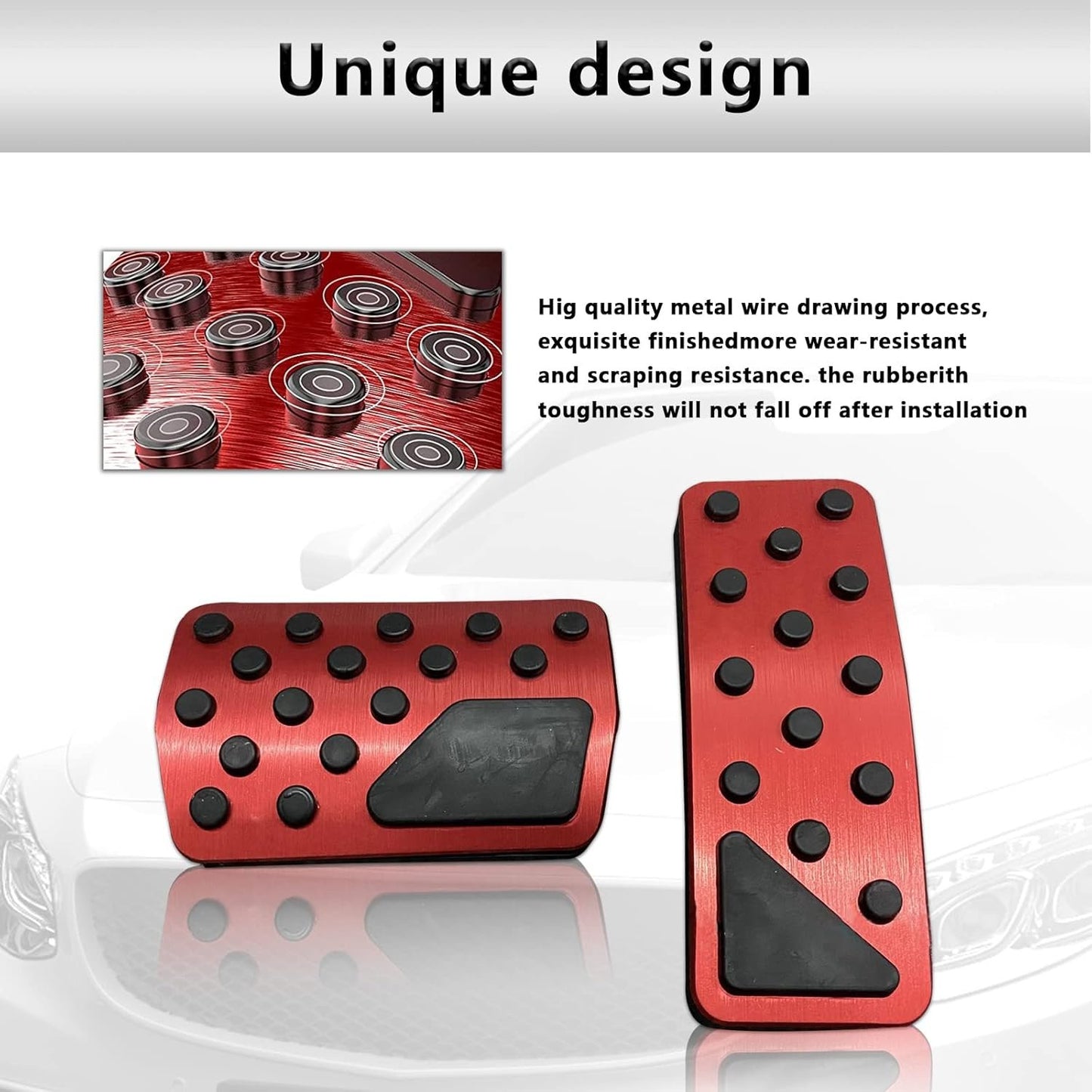 Miytsya 2 PCS Aluminum Alloy Anti-Slip Gas Pedal Brake Pedal Cover Interior Accessories Kit for 2011-2023 Jeep Grand Cherokee Dodge Durango, No Drilling Brake and Accelerator Pedal Covers (Red)