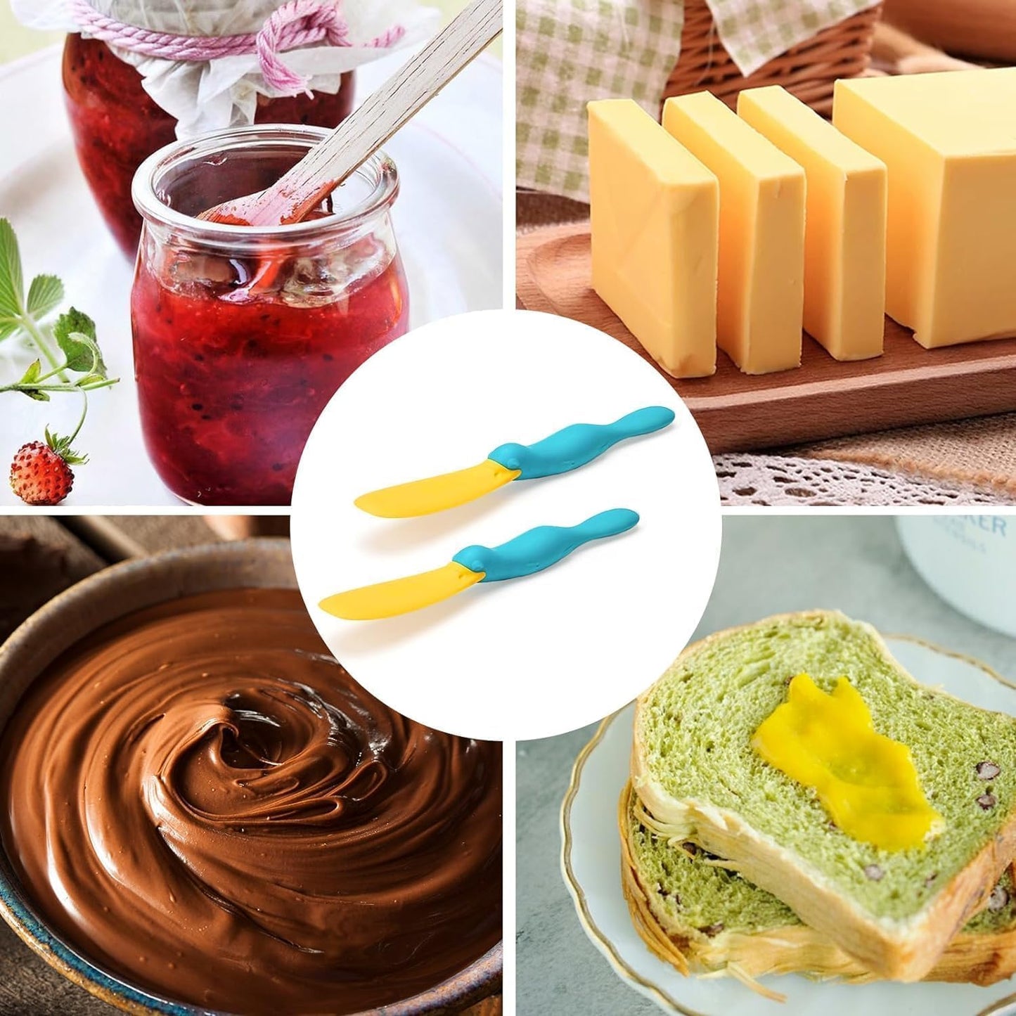 Walquicks Adorable Platypus Jam Spoon, 2Pcs Silicone Scraper Sauce Jar Spatula Versatile Kitchen Tool Cheese Spreading Brush Kitchen Essential Tool for Cooking Baking Scooping and Scraping