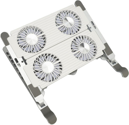 Laptop Stand with Cooling Fan, Foldable Portable Computer PC Notebook Gaming Laptop Fan, Ergonomic Design, Aluminum Alloy, Sturdy and Stable, for Laptops, Tablets, Projectors