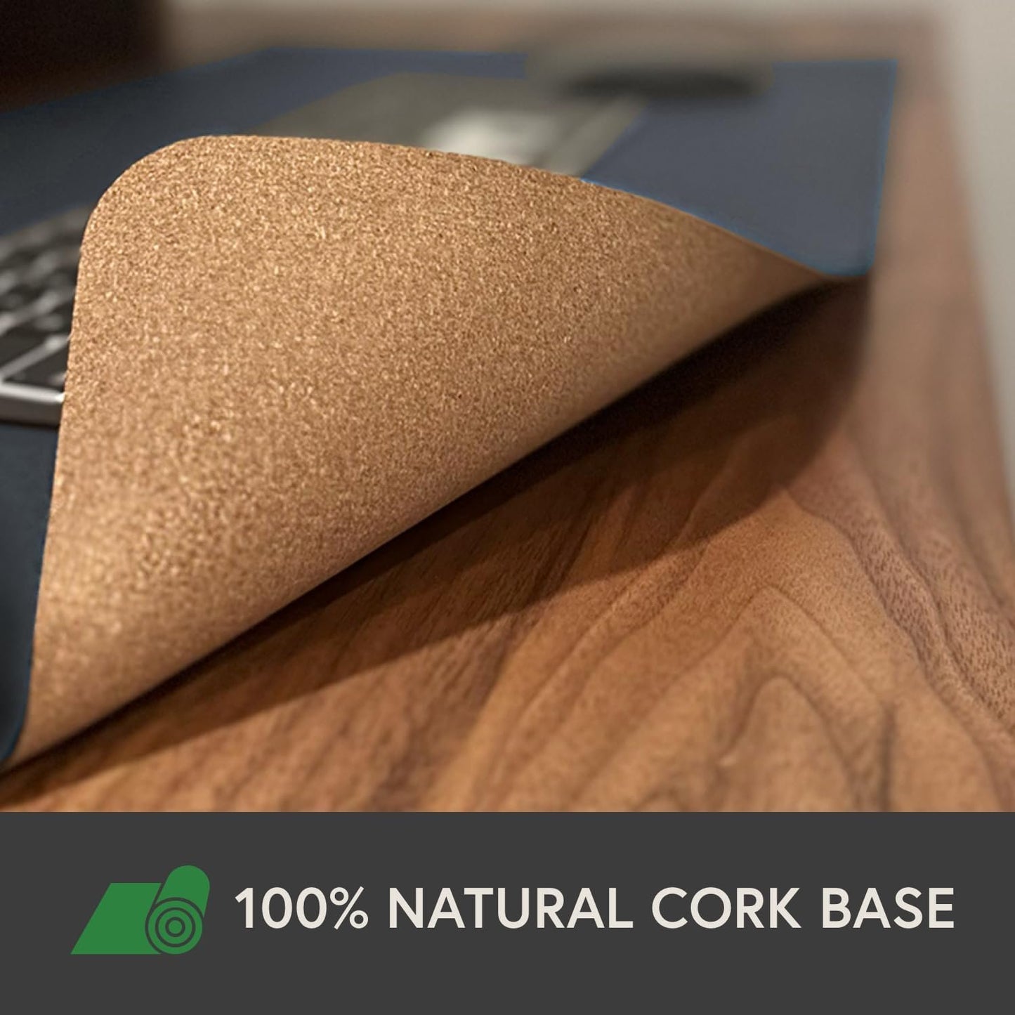 ARK Vegan Leather Desk Pad, Natural Cork Base Desk Mat, Non-Slip Large Mouse Pad, Comfortable for Your Keyboard, Laptop, and Mouse. Ideal Home Office Desk Accessories for Gaming and Remote Work Gifts