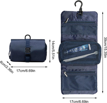 Hygiene Bag, Travel Toiletry Bag for Men, Cosmetic Bag Pouch, Portable Toiletry Storage Case, Waterproof Toiletry Travel Bag with Hook for Men, Navy blue, Se rÃ©fÃ©rer au descriptif, Refer to
