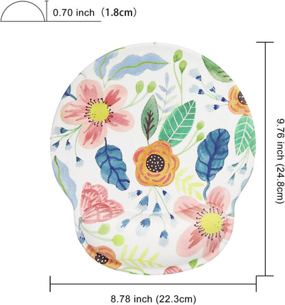 Ergonomic Mouse Pad with Wrist Rest,Small Gaming Gel Mousepad,Office Desk Accessories for Computer Laptop,Work from Home Essentials (Flower)