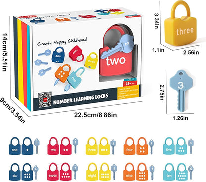 Misitti 20PCS Kids Learning Locks with Keys Numbers Matching & Counting Montessori Educational Toys for Ages 3 yrs+Math Manipulatives for Preschool Kindergarten Learning & Education