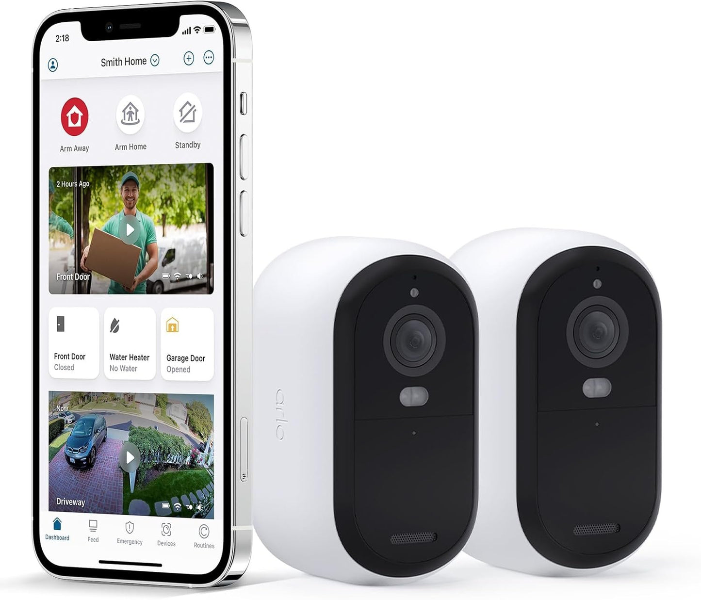 Arlo Essential 2K Outdoor Security Camera (2nd Generation) â€“ 2 Pack â€“ Outdoor & Indoor Wireless Camera, Integrated Spotlight, Color Night Vision, DIY Setup, White â€“ VMC3250