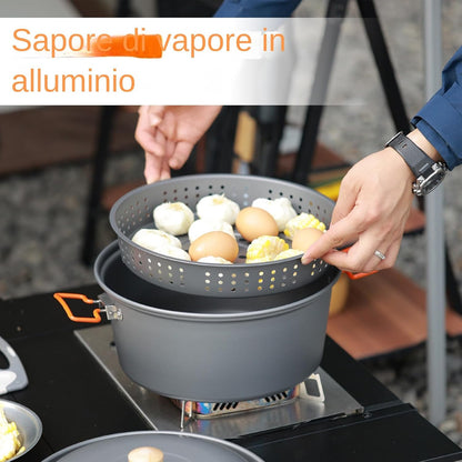 Camping Pot - Portable Large Capacity Camping Pan For Backpacking | Camp Pot | Heat-Resistant Portable Picnic Gear Lightweight Boiling Camp Steamer For Outdoor Travel Hiking