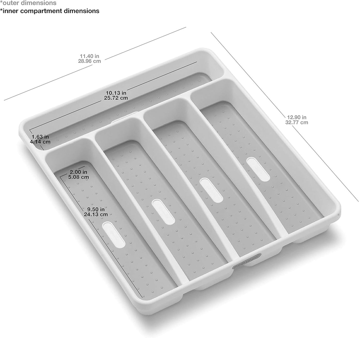 Madesmart Classic 5-Compartment Plastic Silverware Tray for Drawers, Cutlery and Utensil Tray Kitchen Drawer Organizer, White