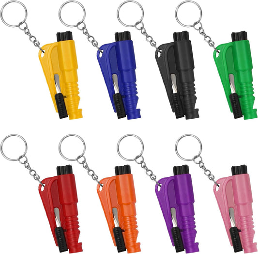 NINEMAX Car Window Breaker Seatbelt Cutter, Pack of 8 Glass Breaker Keychain, 3 in 1 Car Escape Tool Safety Emergency Hammer Window Punch Tool Underwater Rescue