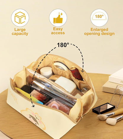 This travel makeup bag is easy to access makeup bag organizer is easy to organized，a stylish and practical makeup organizer bag. (yellow)