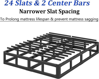 LAKKURI 5 Inch High King Size Bed Frame Low Profile, Metal Platform Bed Frame King No Box Spring Needed, Mattress Foundation, Easy Assembly, Heavy Duty, Noise Free