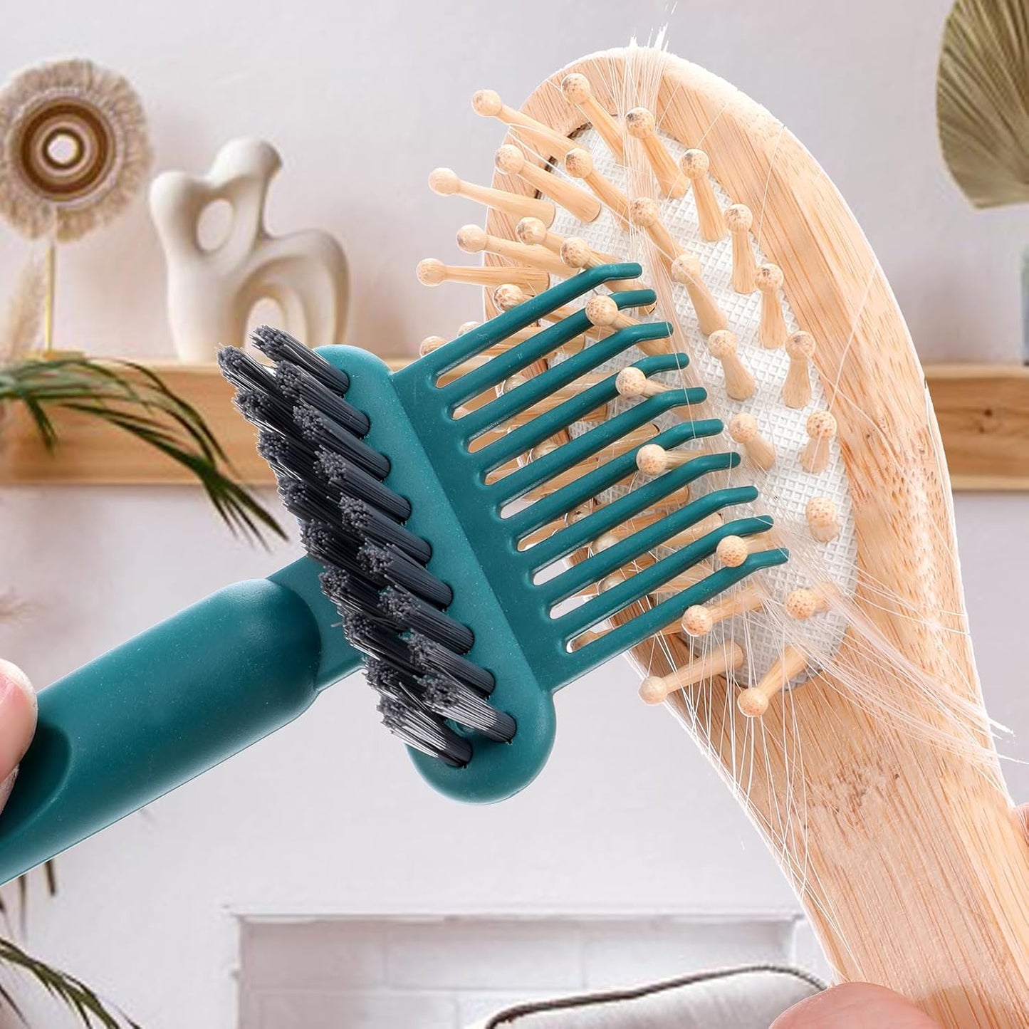 2pcs 2-in-1 Hair Brush Cleaner & Remover Tool Comb Cleaner for Removing Hair & Dust Small Portable Brush Cleaning Tool Effective Hair Brush Remover Rake for Women Travel Home Salon Use