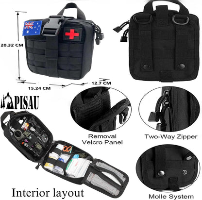 PISAU Survival Kits, 250 Pcs Emergency First Aid Kit Supplies for Vehicles Travel car Camping Hiking Disaster Preparedness
