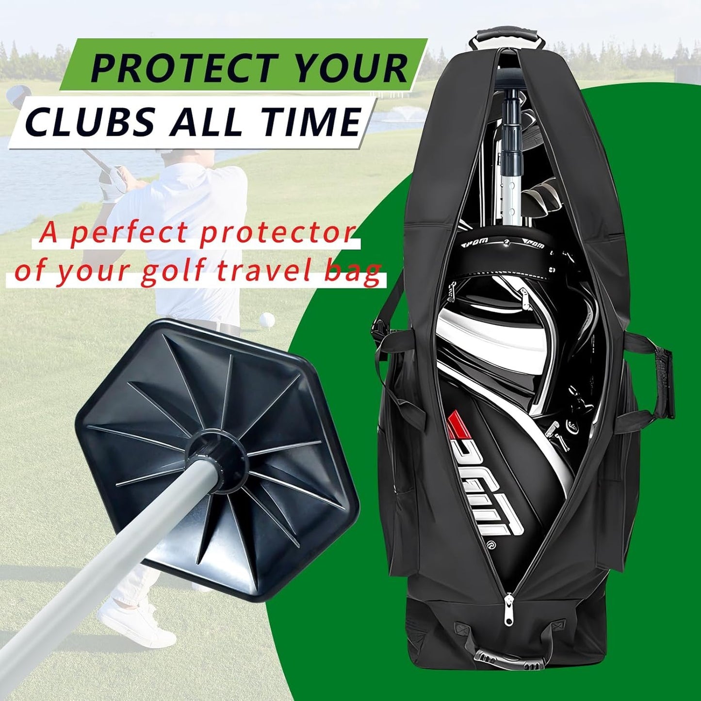 ZephyrCraft Golf Travel Bag Support Rod - Aluminum Adjustable 4 Telescoping Section, Golf Club Bag Accessories Support System with 5 Paragraph Adjustment for Ultimate Protection