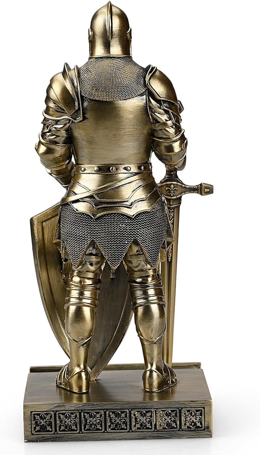 HDMbigmi King's Guard Ornament Knight Statue for Desk, Desktop Accessories Pen Holder Pen Stand Paperweight for Office and Home (Bronze)