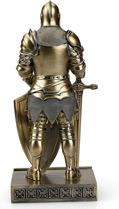 HDMbigmi King's Guard Ornament Knight Statue for Desk, Desktop Accessories Pen Holder Pen Stand Paperweight for Office and Home (Bronze)