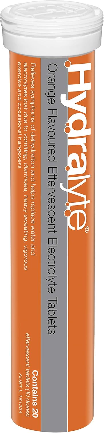 Hydralyte Effervescent Electrolyte Tablets Orange Flavoured 40 Tablets