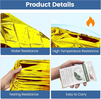 Milifox 6 Pack Emergency Thermal Blankets, Survival Blankets Reflective First Aid Blanket for Camping Hiking Outdoor Warm Insulated Heat Insulation and Waterproof