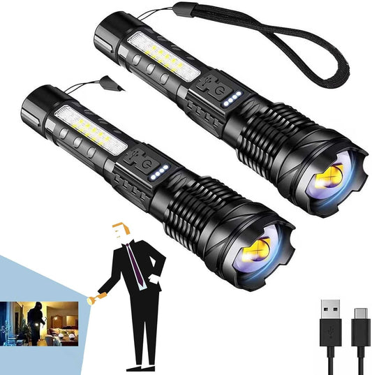 Economicalk Flashlight,A70 Tactical Flashlight,2024 New Upgraded A70 Tactical LED Flashlight,High Lumen Flashlight for Home Power Outage,Waterproof Rechargeable Flashlight with 7 Lighting Modes (2pc)