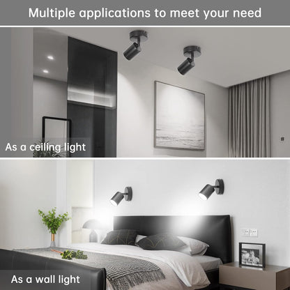 TaFiCo GU10 Ceiling Spotlight LED 2 x 1 Bulb - Ceiling Light Spotlight Black Swivelling - Wall Spot Indoor for Kitchen Living Room Bedroom Hallway (Bulb Not Included)