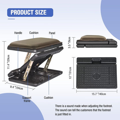 Leermart Foot Rest for Under Desk at Work 4-Level Height Adjustable, Lengthen Ergonomic Foldable Footrest for Office, Gaming,Computer, Soft & Removable Pad Desk Foot Stool for All Seasons (Brown Plus)