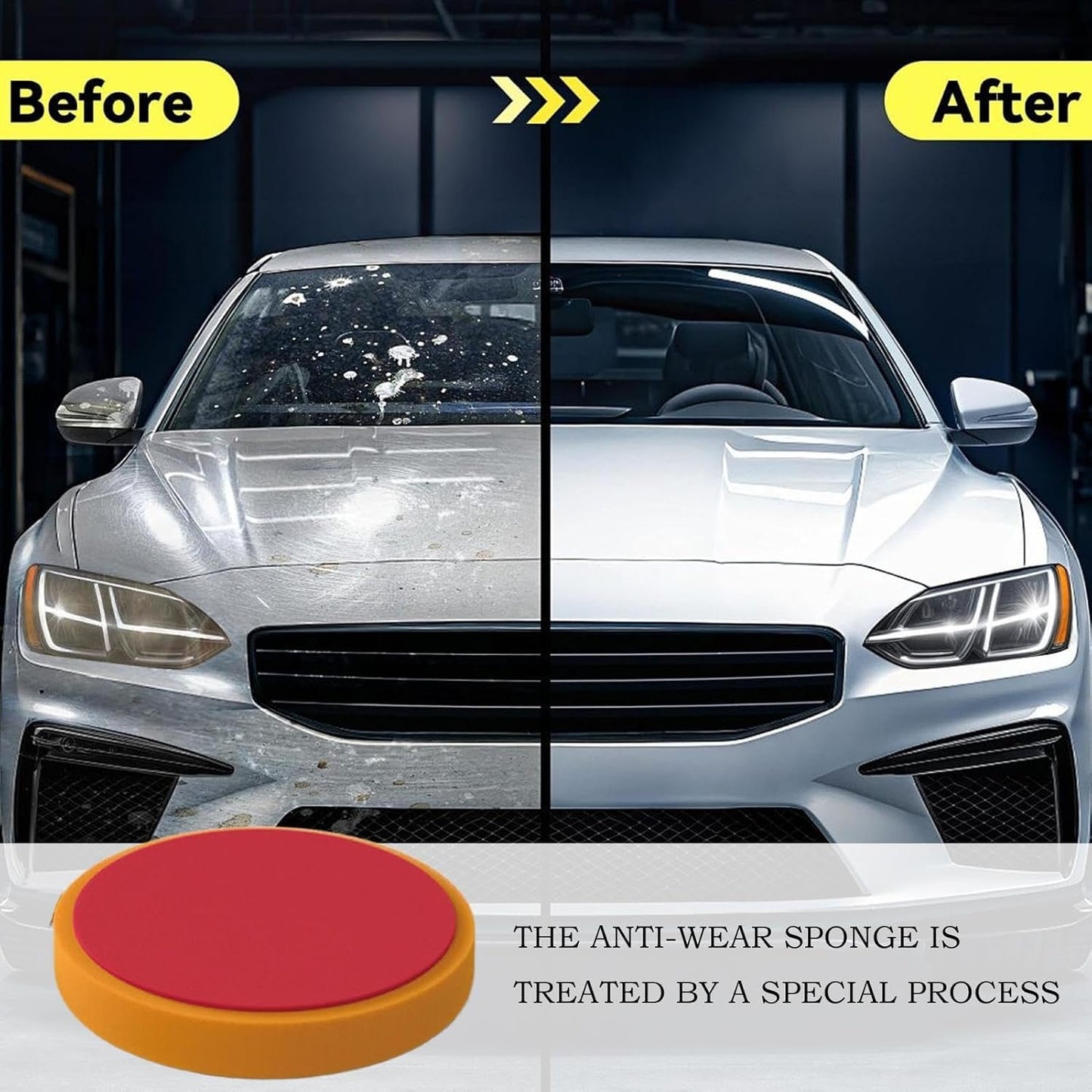 Reusable Polishing Pads, Wax Applicator Pad,5.91x5.91x0.98 inches Automotive Tools Equipment for Tire Dressing, Interior Cleaning, Dashboard Detailing, and Exterior Wheel Shine