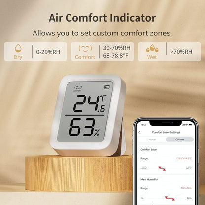 SwitchBot Thermometer Hygrometer, Bluetooth Indoor Humidity Meter and Temperature Sensor with App Control, Dewpoint/VPD/Absolute Humidity Meter, Data Storage Export, Remote Monitor for Home