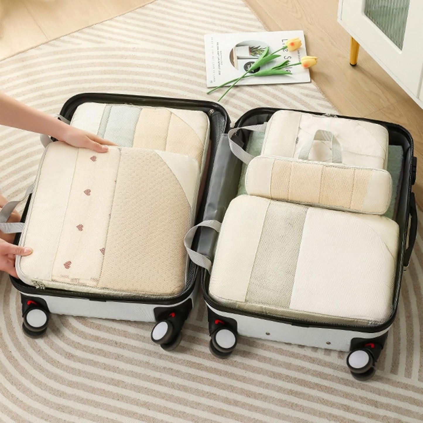 XUYUH Travel Storage Bag 5Pcs/Set Lightweight Packing Cubes for Efficient Suitcase Organization Expandable Travel Organizers Portable Storage Bag