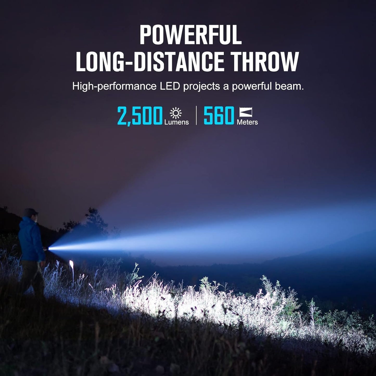 OLIGHT Warrior X 3 2,500 Lumens Tactical Flashlight Rechargeable LED Flashlight, Bright Flashlight with MCC3 USB Magnetic Charging for Search & Rescue, Outdoors Activities, Night Security, etc