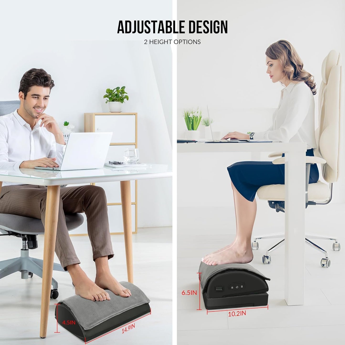 Snailax Foot Rest Under Desk, Foot Warmer with Washable Cover, 2 Adjustable Heights, Desk Footrest with Vibration Massage - Office & Gaming Footrest, Iedal ValentinesGifts for men women