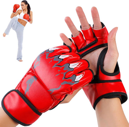 Boxing Gloves, Grappling Sparring Gloves, Half Finger Mitts, Adjustable Boxing Mitts, Wrist Support Gloves, Kickboxing Training Gloves, Cage Fighting Gloves, Punching Bag Workout Gear, Sparring Towing