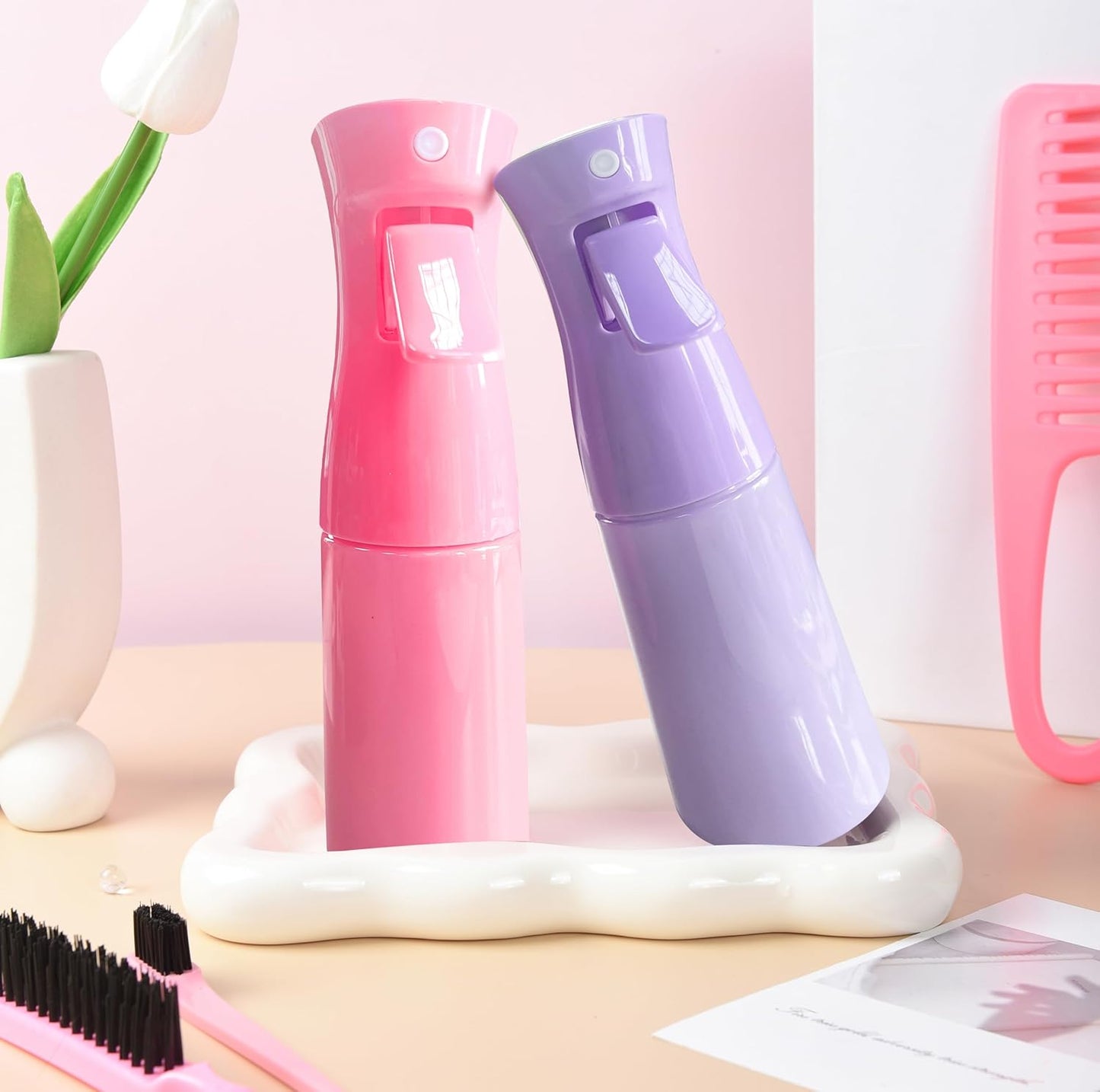 Bounce Curl Define EdgeLift Brush, 5-in-1 Tool for Effortlessly Defined Curls, Waves & Coils, Reduces Frizz - Pink