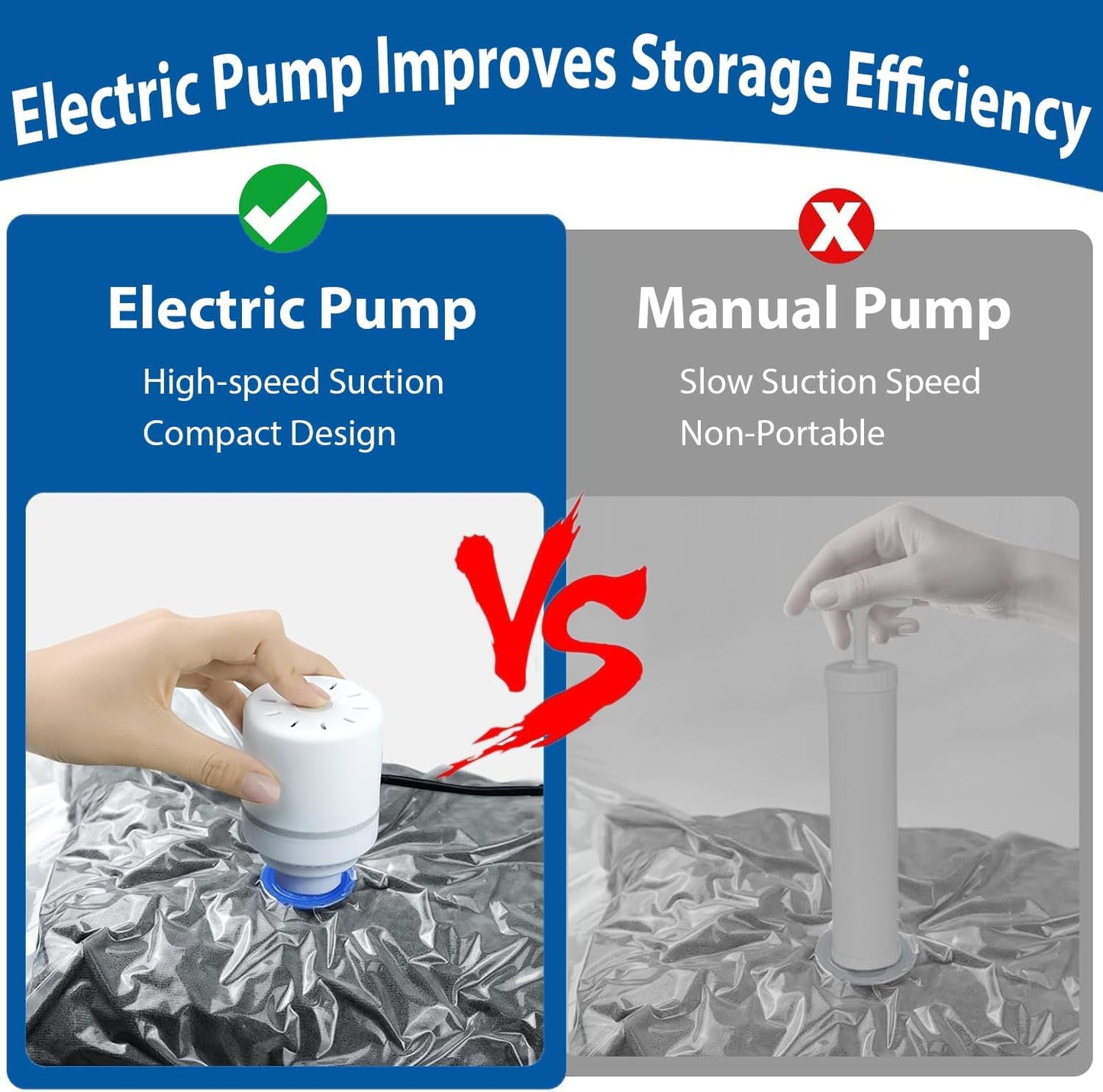 20 Pack Vacuum Storage Bags with Electric Air Pump(4 Jumbo,5 Large,5 Medium,6 Small),Multi-Size Space Saver Bags for Clothes, Pillows,Comforter,Bedding & Travel Organization,Moving Home Storage