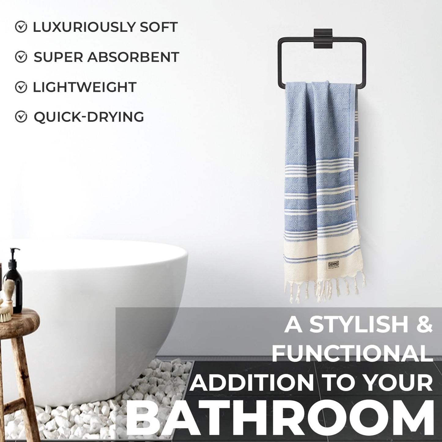 DEMMEX Organic Cotton Diamond Turkish Hand Towels for Bathroom & Kitchen – Set of 2 - Decorative Lightweight Towels for Hand, Face, Dish, Bath, Travel | 100% Oeko-TEX Certified, 46x92cm, Beige
