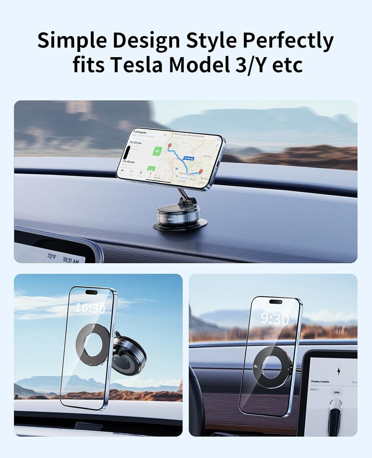 Vacuum Magnetic Phone Holder for Car,Suction Cup Phone Mount,Foldable Vacuum Magnetic Phones Stand,Magnet Car Mount for All Smartphones & All Vehicle & Gym/Bathroom Mirror