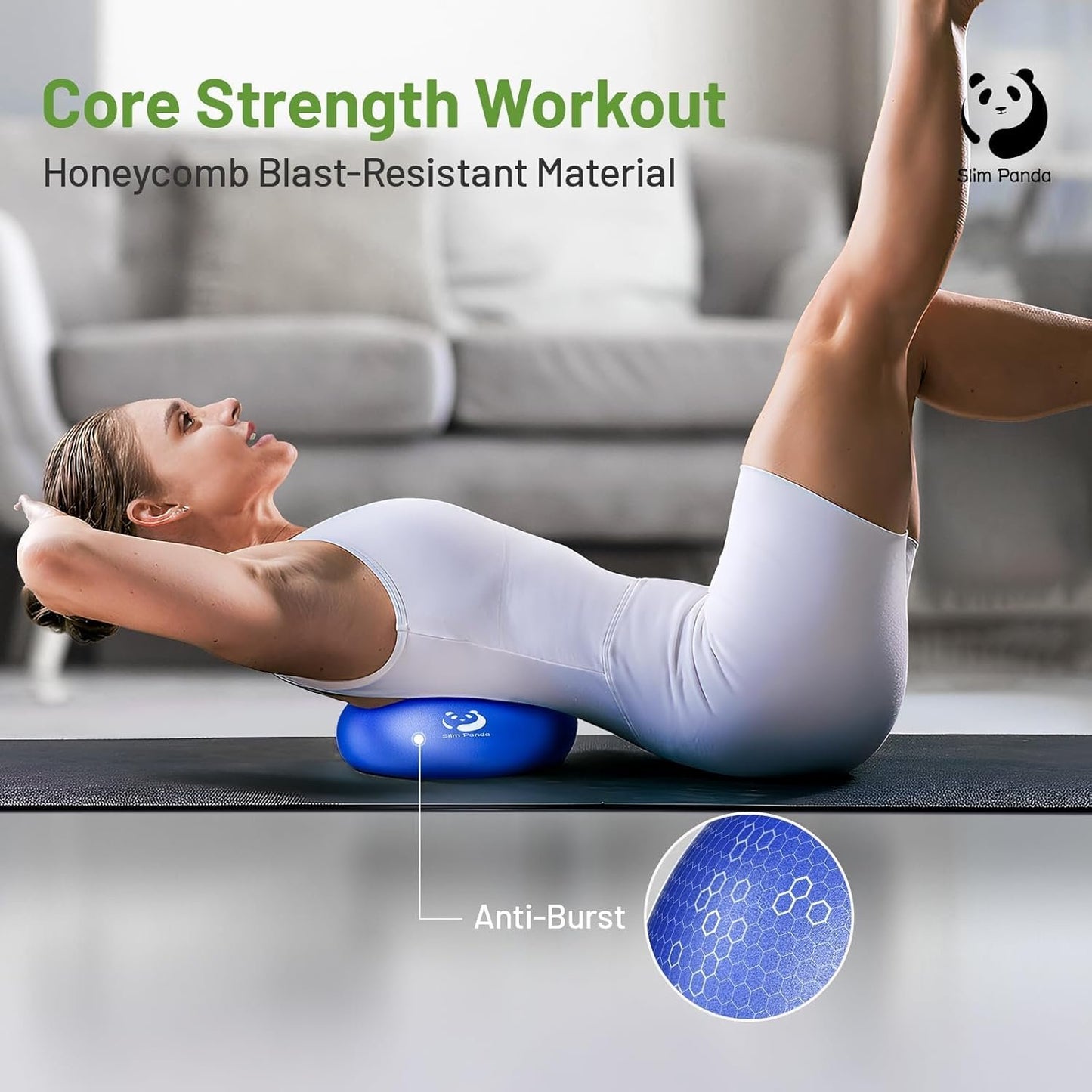 Slim Panda Pilates Ball 9 Inch with Air Pump, Non-Slip Small Exercise Ball for Yoga, Core Workouts, Strength Training & Home Gym