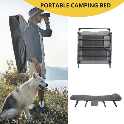kapebow Adult Camping Cot with Mattress & Pillow - Lightweight Portable Folding Bed for Outdoor, Travel & Guest Use - Compact Foldable Design/Carry Bag (AU Camp Gear)