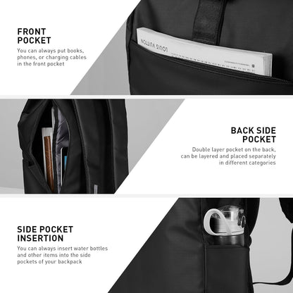 TREKKIN PLUS Laptop Backpack, Waterproof Outdoor Sports Casual Daypack Travel Essentials Black