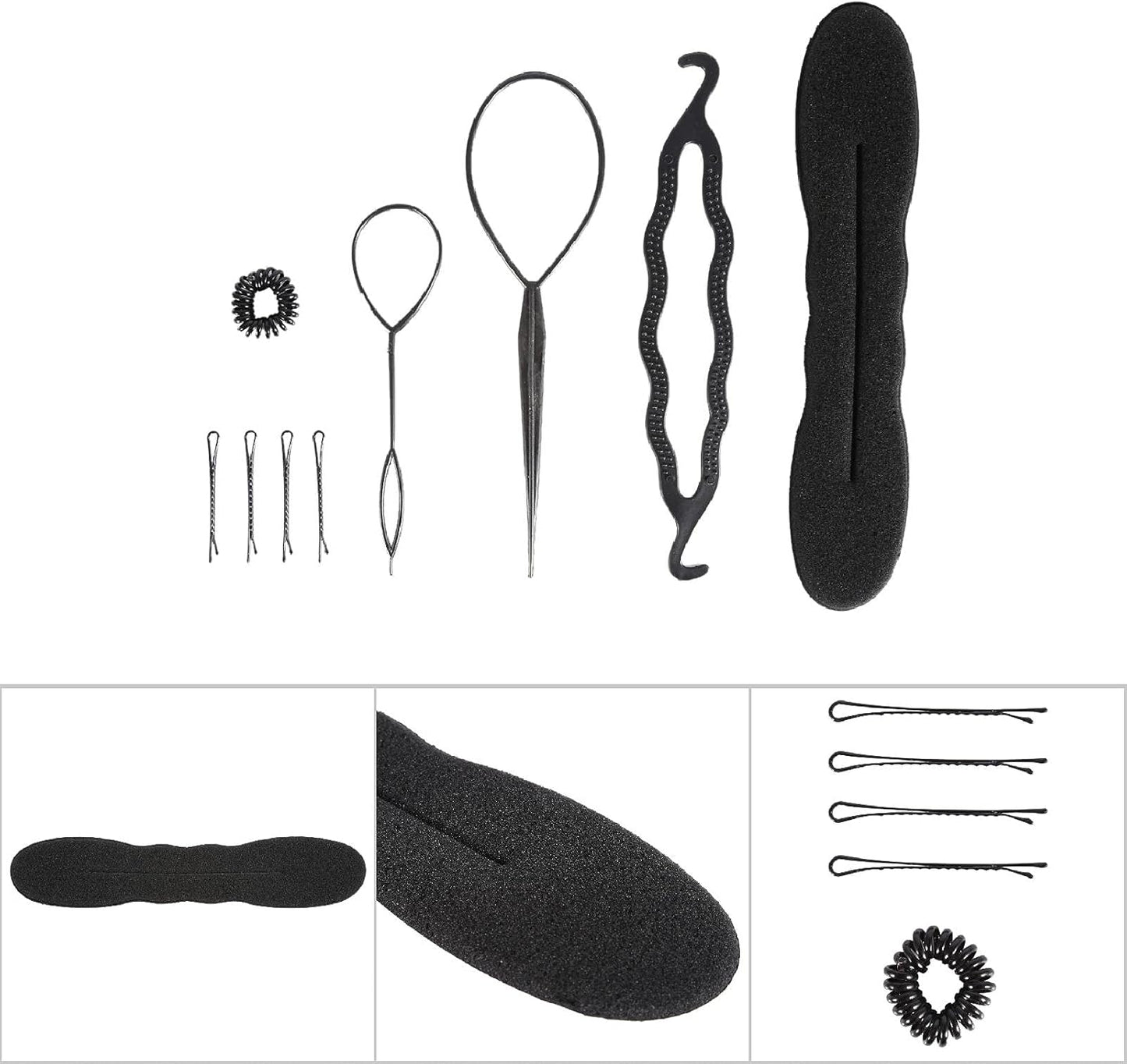 Hair Styling Set, Hair Accessories, Hairdressing Tool, Hair Bun Maker Braiding Tools Hair Styling Tools with Long Hair Clip