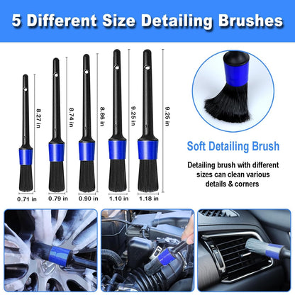 NIKCOSMK 10Pcs Wheel Brush Kit for Cleaning Wheel and Tire, Wheel and Rim Brush, Car Detailing Brushes, Tire Brush, Bendable & Durable Car Wheel Rim Cleaner Brush Set,Car Cleaning Brush Supplies Kit
