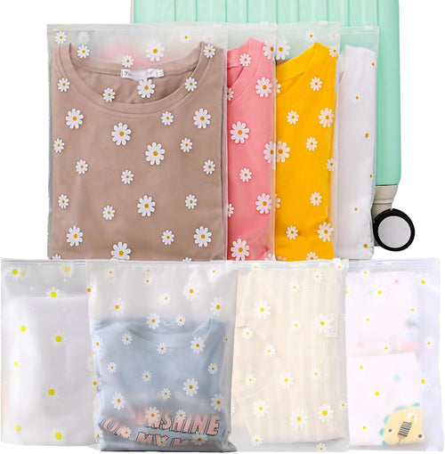 KEYRI 20 Pieces Clothes Bags Travel Zip Bag Waterproof Travel Multifunction Organizer Bags Transparent Resealable Bags for Clothes Underwear Shoes Cosmetic (Floral)