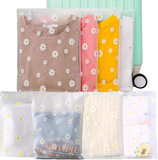 KEYRI 20 Pieces Clothes Bags Travel Zip Bag Waterproof Travel Multifunction Organizer Bags Transparent Resealable Bags for Clothes Underwear Shoes Cosmetic (Floral)