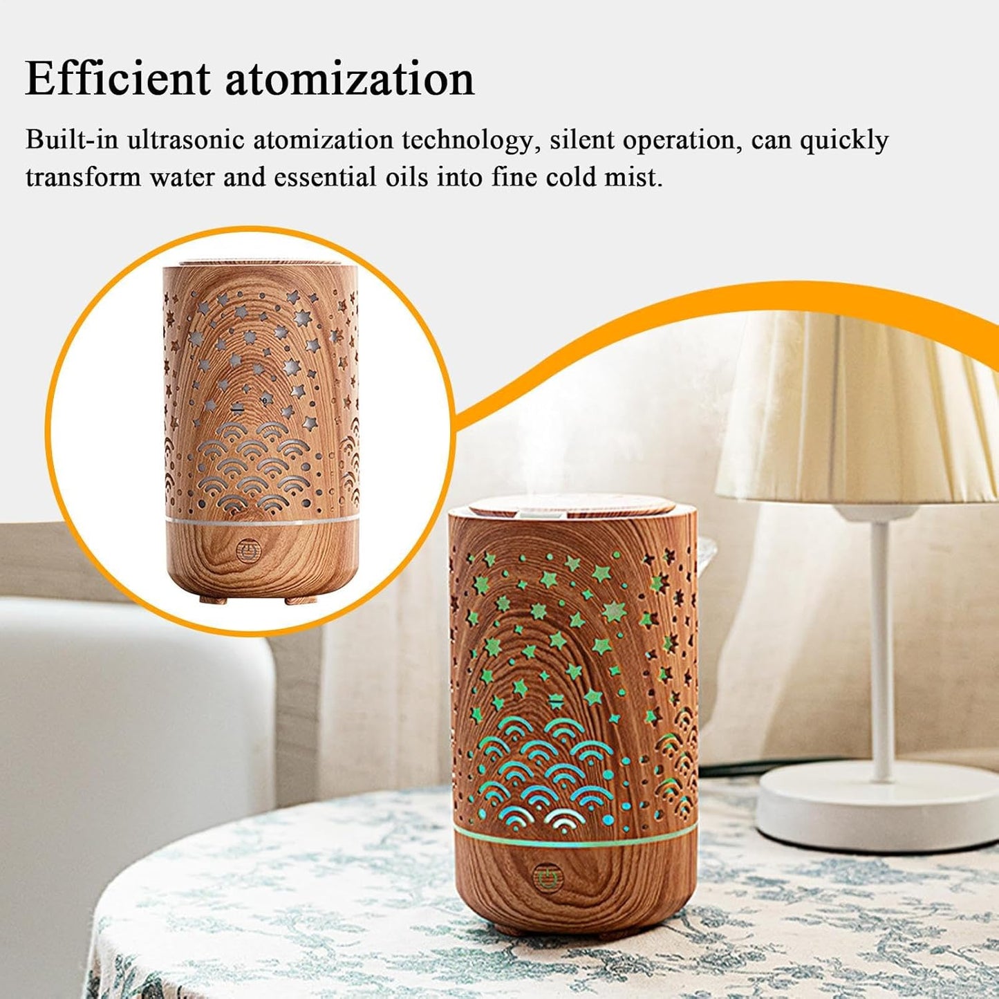 Jubepk Air Diffuser, Auto Fragrance Humidifier, 7.01x3.94x3.94 Inches, Aromatherapy Device, Ultrasonic Mist Mode for Bedroom, Dormitory, Kitchen, Living Room, Black and Yellow