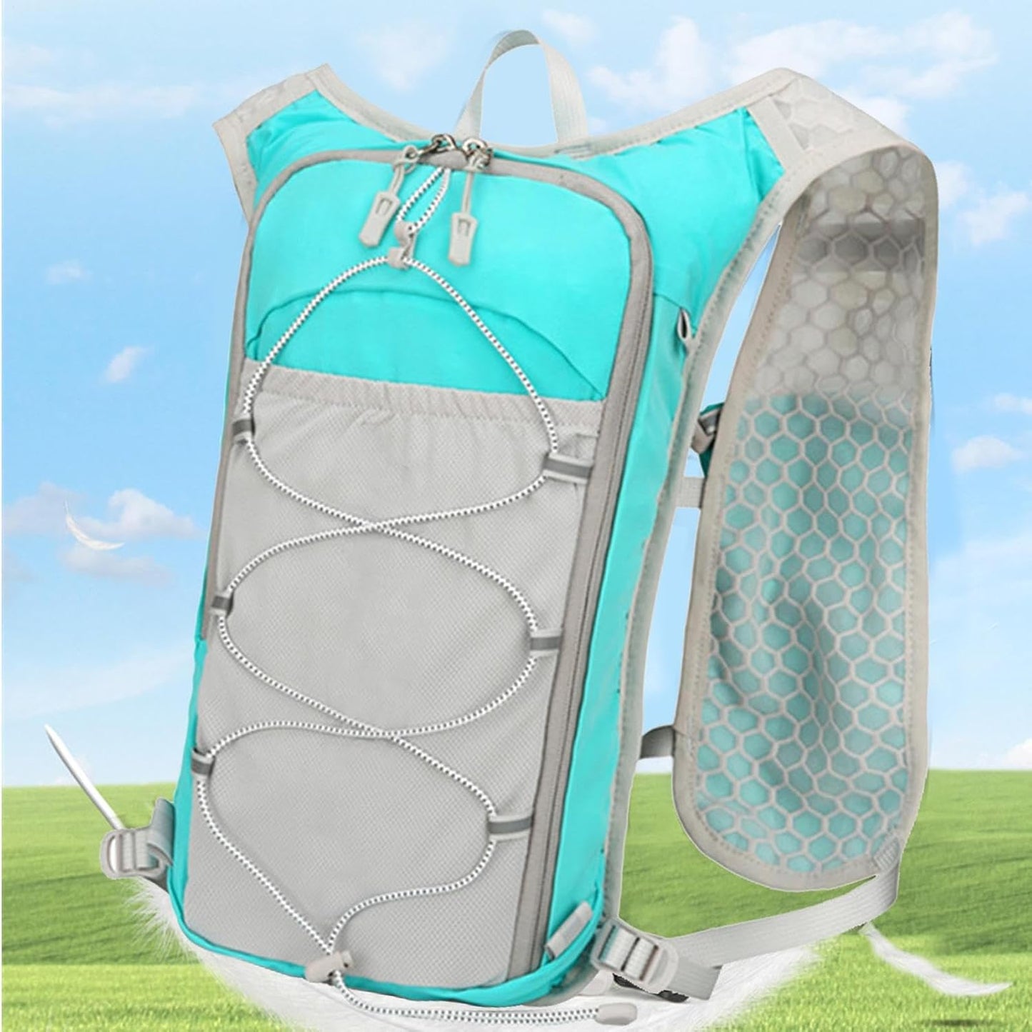 Running Hydration Pack, Reflective Lightweight Vest, 15.75x8.66x3.15 Inches Breathable Sports Bag, 1.5L Water Bladder Carrier, Outdoor Workout Gear for Women Camping Riding Travel